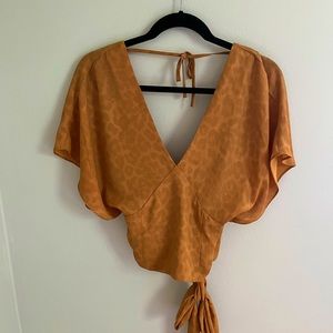 Mustard yellow wrap top